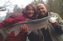 Mike and Mary with a nice Siuslaw River Steelhead