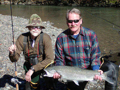 Sixes River Steelhead Fishing. Sunglasses in February,  NICE!